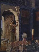Osman Hamdy Bey Old Man in front of a Child's Tomb. oil painting